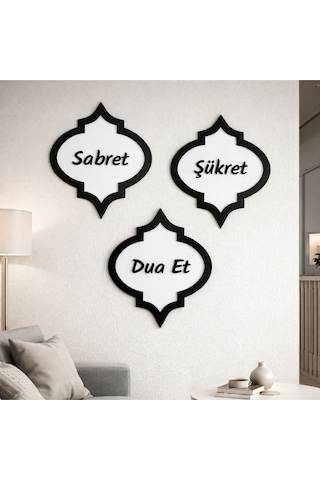 Sabret Şükret Dua Et Temalı 3 Adet Duvar Süsü No 27