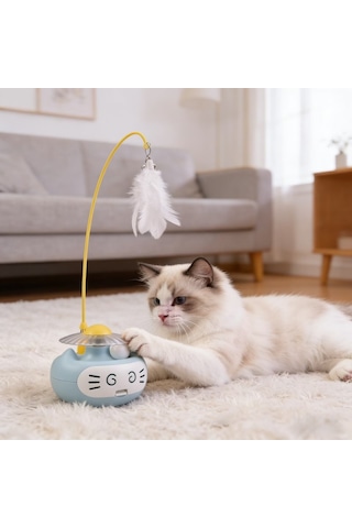 Özel Üretim Işıklı Hacı Yatmaz Kedi Oyuncağı - Zilli Sesli - Kedi Naneli Enerji Atma Renkli Eğlence