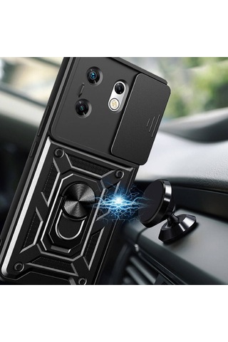 Zore İnfinix Zero 30 4g Kılıf Magnetik Standlı Kamera Korumalı Msra Sürgülü Vega Kapak - Mavi Mavi