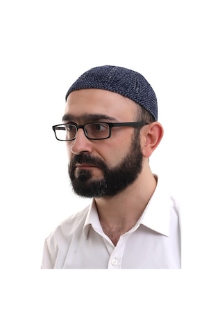 Lacivert Füme Kışlık Çift Renk Kadife Namaz Takkesi Lacivert