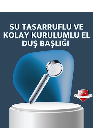 Yüksek Basınçlı 3 Fonksiyonlu Duş Başlığı Krom