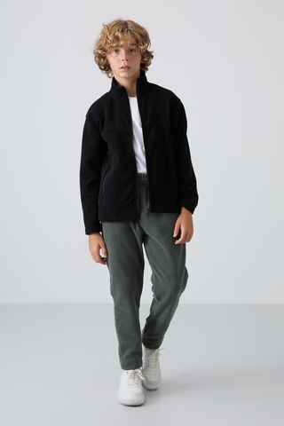 Tommy Life Siyah Kalın Yumuşak Dokulu Standart Fit Nakışlı Polar Erkek Çocuk Sweatshirt - 11223 Siyah