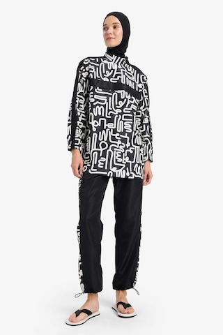 DeFacto Regular Fit Su İtici 3'lü Desenli Burkini Tesettür Mayo Takım E7996AX25HSBK81