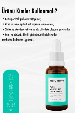 Maruderm Gözenek Sıkılaştırıcı BHA ve Peptid Cilt Bakım Serumu 30 ML