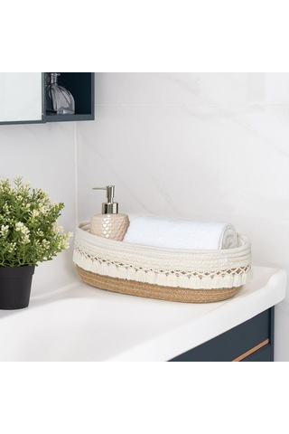 Dokuma Sepet Makrome Saklama Sepeti Tuvalet Tank Top Boho Dekor Banyo Düzenleme İçin Tuvalet Kağıdı Sepeti, Tezgah Çok Renkli