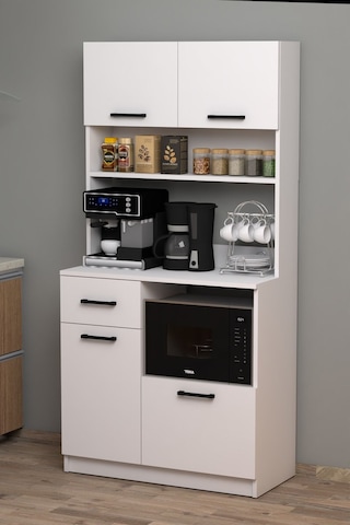 Moonlife Mocha Çok Amaçlı Kahve Köşesi Dolabı Beyaz