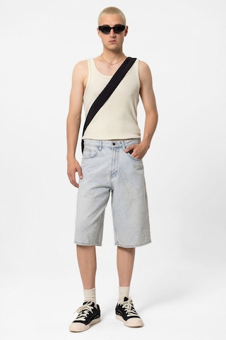 Vamos Oversize Bermuda Denim Şort 40-641 Mavı Renk-2
