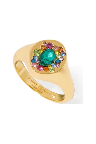 Regency Signet Ring 1.8x1.5 Cm, Renkli Modern Signet Yüzük Zarif Tasarım Altın