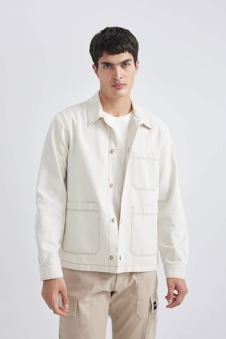 DeFacto Regular Fit Polo Yaka Keten Karışımlı Düğmeli Cepli Yazlık Gömlek Ceket B4529AX24SPBG307