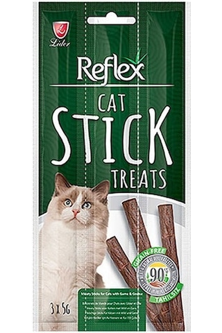Reflex Stick Av Hayvanlı ve Kaz Etli Tahılsız Kedi Ödül Çubuğu 3 x 5 G Reflex Stick Av Hayvanlı ve Kaz Etli Tahılsız Kedi Ödül Çubuğu 3 x 5 G