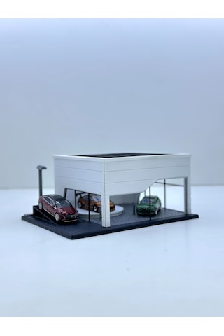 1/64 Ölçekli Beyaz Renkli Showroom Tasarımlı Diorama Araç Sergileme Garajı 3d Baskı