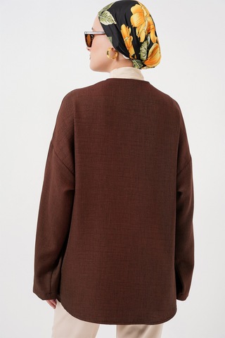 Bigdart Keten Tesettür Kimono 5968 - Kahverengi