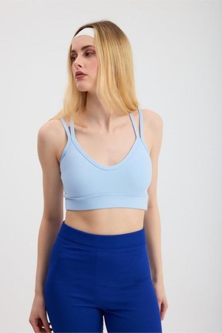 Sırt Çapraz Askılı Crop Bluz - S504567 Mavi
