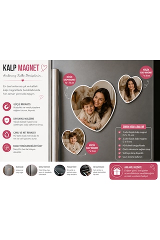 Kalp Fotoğraf Magneti Anne Ve Erkek Çocuğa Kişiselleştirilebilir Sevgi Anısı Hediyesi