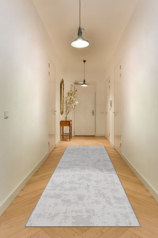 Yıkanabilir Kaymaz Tabanlı Violin Embos Kesme Rulo Halı Yolluk Gri