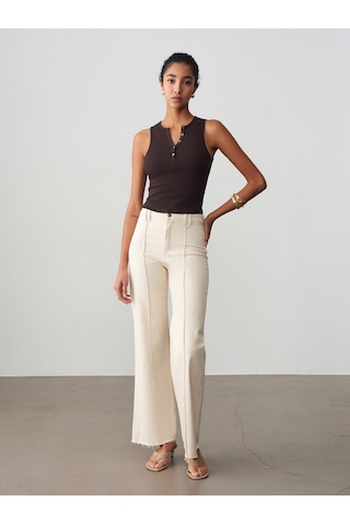 Dilvin 21005 Düğme Detaylı Crop Top-koyu Kahve