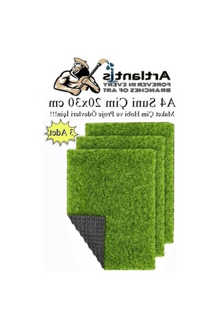 A4 Boyutunda 20x30 Cm Yapay Çim, 3 Adet, Dekoratif Kullanım İçin 20beyazcipso