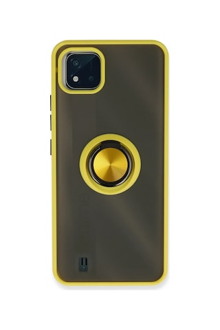 Uryport Realme C11 2021 Kılıf Montreal Yüzüklü Silikon Kapak - Sarı