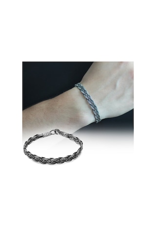 Nipora El Işçiliği Özel Tasarım 1000 Ayar Gümüş Kazaz Erkek Bileklik