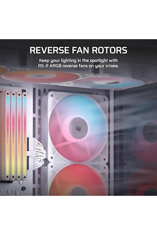 Rs120-r Argb 120mm Pwm Ters Yapraklı Fan Üçlü Paket - Beyaz Co-9050197-ww