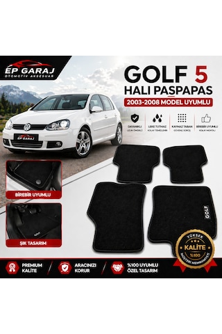 Volkswagen Golf 5 Halı Paspas Takımı 2003-2008 Uyumlu Ürünümüz İnce Tiptir