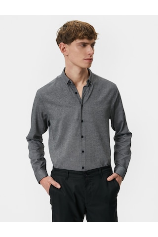 Koton Slim Fit Gömlek Klasik Yaka Uzun Kollu Düğmeli Antrasit 4sam60023hw Antrasit
