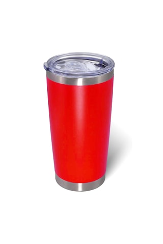 Forzacase Çift Katmanlı Paslanmaz Çelik Pipet Girişli 600ml Sıcak Soğuk Tutan Bardak Termos Mug - Fc1142 Kırmızı