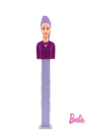 Pez Dispenser Barbie Purple Hair Meyve Aromalı Şekerleme Makinesi Ve Şekerleme Yedekleri