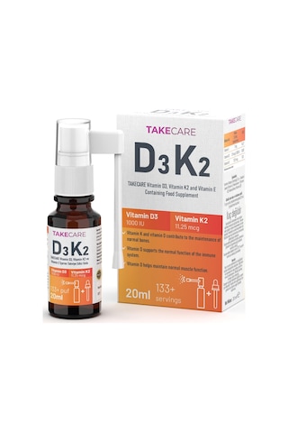 Takecare Vitamin D3 K2 İçeren Takviye Edici Gıda 20 ML