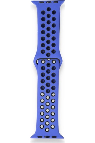 Apple Uyumlu Watch 38-40mm Silikon Kayış - Mavi/siyah