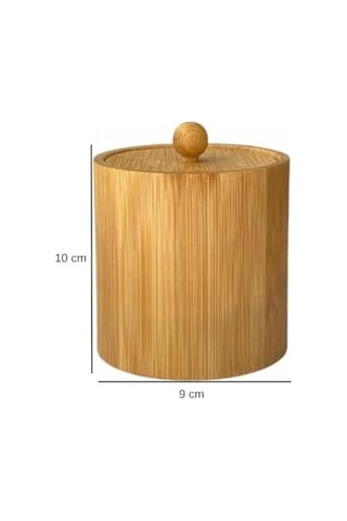 Doğal Bambu Ahşap Baharatlık Kapaklı Silindir Saklama Kabı 9x10 Cm El Yapımı Mutfak Düzeni Diğer