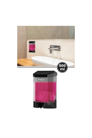 Duvara Monte Siyah Sıvı Sabunluk F032s, Mutfak Banyo Duş Şampuan Dezenfektan Sabun Dispanseri 500 Ml Siyah