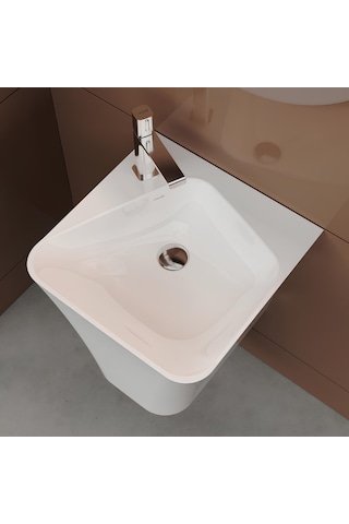 Creavit Avis AV145 Monoblok Batarya Delikli Beyaz Lavabo Beyaz 45 x 45 CM