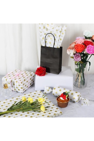 Altın Puantiyeli Pelur Kağıt, Dekoratif Hediye Paketleme Ve Ambal
