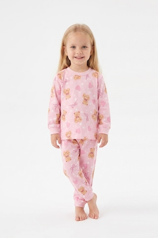 Modanıno %100 Pamuk Ve Baskılı Kız Bebek Pijama Takımı 9-36 Ay 12742ıs Pembe