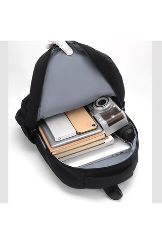 Solid Color Backpack Teenager School Bag Travel Shoulder Bag For Men Women Black