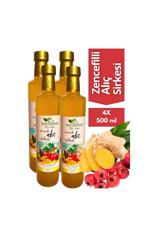 Zencefilli Alıç Sirkesi 500 Ml 4'lü Paket - Organik Doğal Fermantasyon