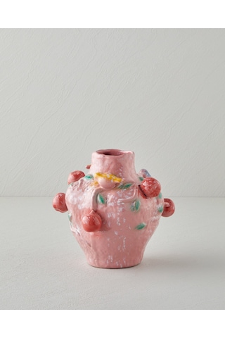 English Home Summer Fruit Vazo 19x18x19 Cm Pembe Pembe