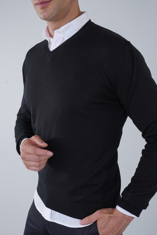 Bisse Erkek Basic V Yaka Triko Sıyah Tr23knos23212 D99 Siyah