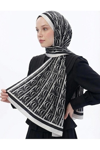 Bushu İmza Monogram Twill Şal 70x190 Siyah