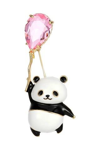 Monyee Panda Balon Desenli Kristal Yaprak Broş - Yarı İpek Pırlanta Ve Alyuminyum Alaşımlı, 7.3x3.5cm, Tekli Opp Çanta Paketi Çok Renkli