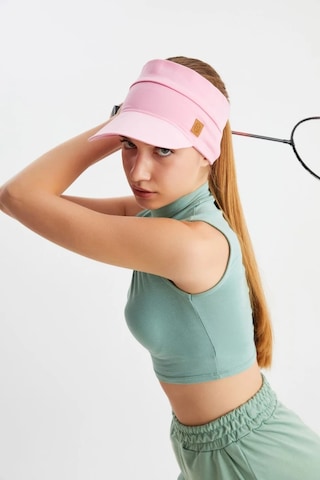 Kadın Uv Korumalı Katlanabilir Üstü Açık Yumuşak Siperli Pamuklu Penye Tenis Vizör Şapka - Tek Ebat / Pembe Pembe