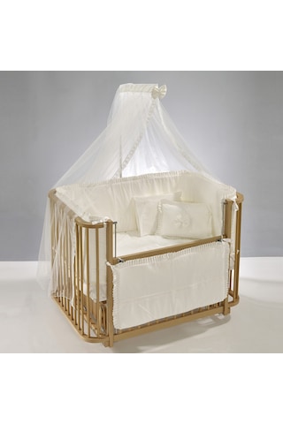 Meltem Kids Bambino Sallanır Ahşap Anne Yanı Beşik 70x110 cm (naturel-ekru) Ekru