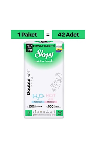 Sleepy Natural Double Soft Fırsat Paketi Bebek Bezi 3 Numara Midi 42 Adet