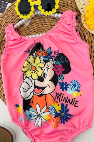 Minigimin Cicileri Sevimli Mnn Çiçek Baskılı Kız Çocuk Mayo - Pembe