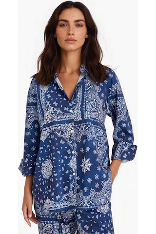 Defacto Regular Fit Şal Desenli Plaj Gömleği-fall İn Love F8334ax25hsnv241 Lacivert