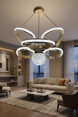 Kral Tacı Simli Tek Toplu Led Avize Modern Lüks Tasarım Çok Renkli