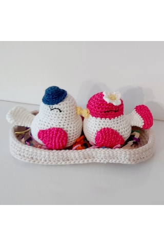 Amigurumi Örgü Oyuncak Sevgili Kuşlar Çok Renkli