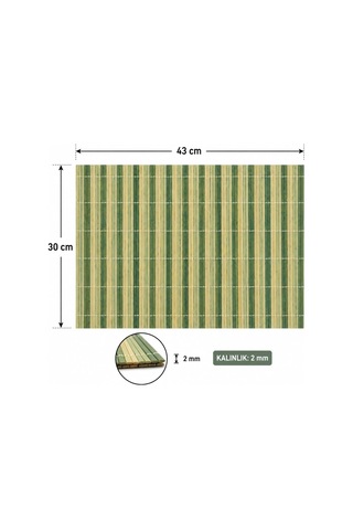 Lexroo Bambu Amerikan Servis Sofra Altlığı Yeşil Doğal Desenli 43 X 30 Cm 2 Mm Kalınlık Rulo