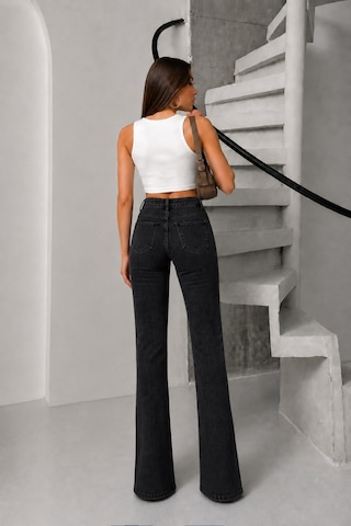 Bluemarlin Likralı Esnek Paça Yırtmaçlı İspanyol/flare Denim Pantolon Siyah